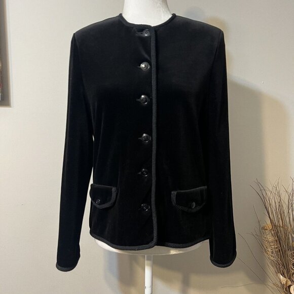 Vintage Choice by Butte Velvet Velour Button Up Jacket  Women’s Size 12 Black - Picture 1 of 12